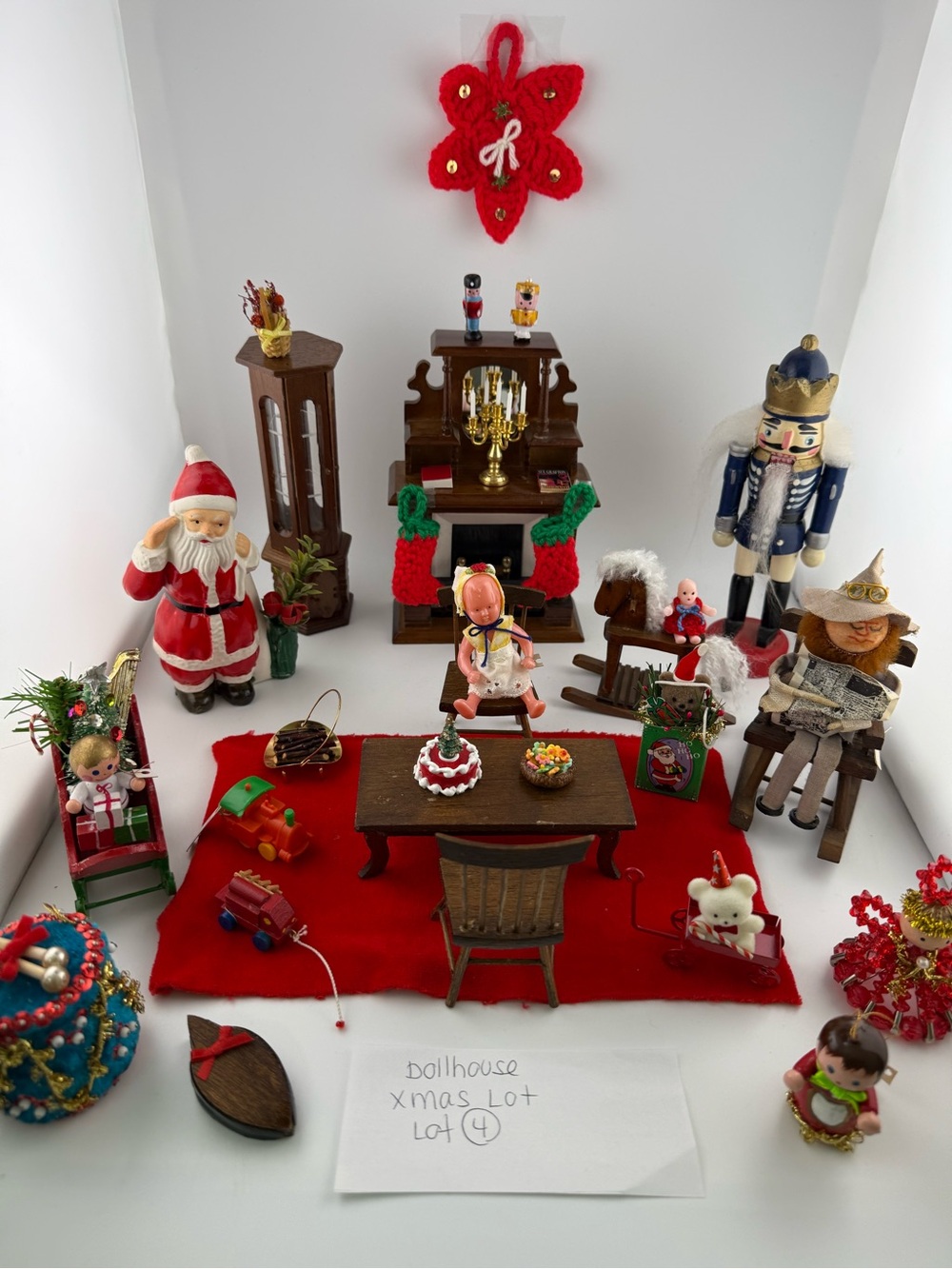 Vintage Christmas dollhouse miniatures and furniture holiday Scale 1:12.
